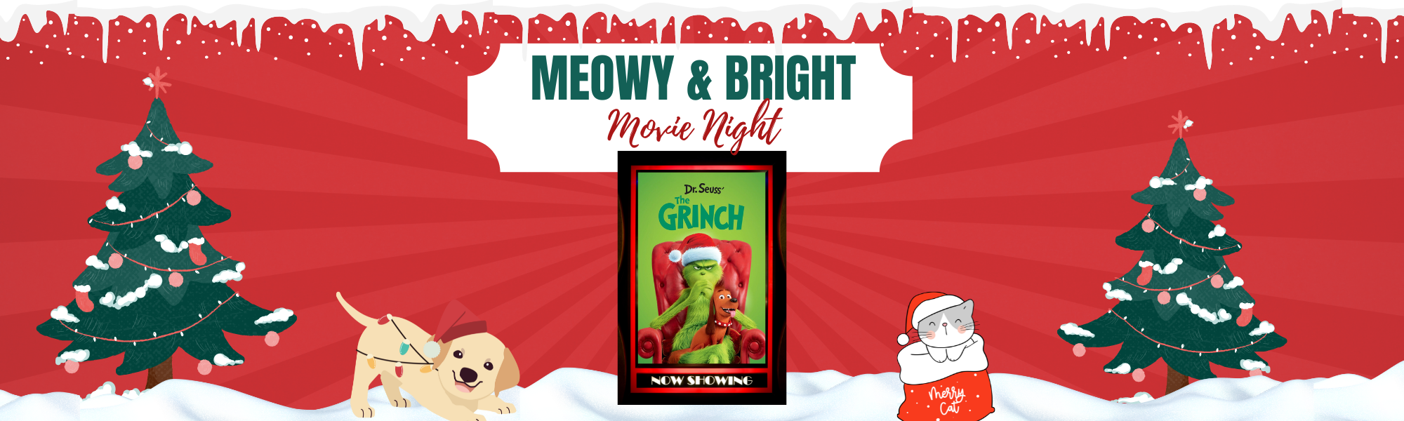 Meowy & Bright Movie Night Banner