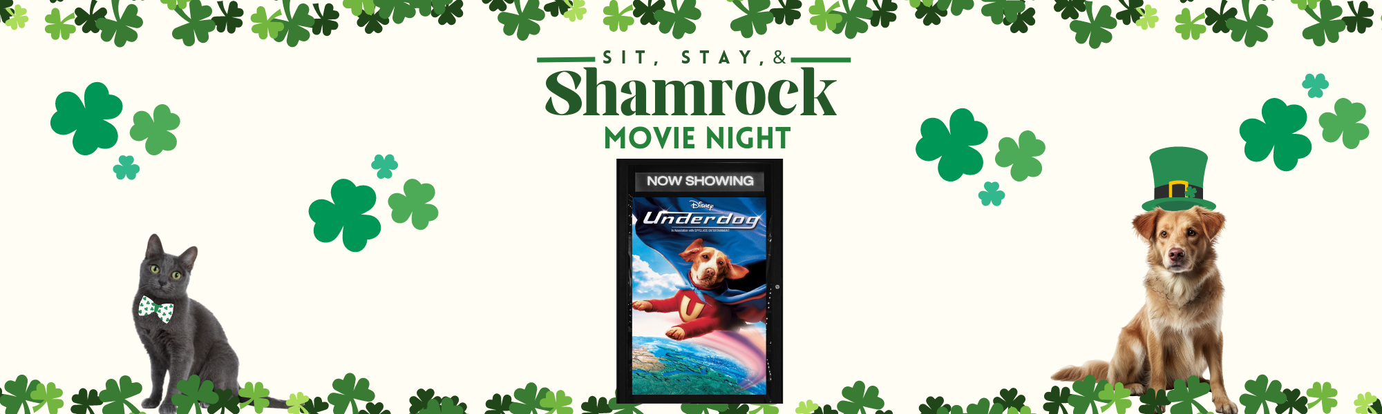 Sit, Stay, Shamrock Movie Night Banner